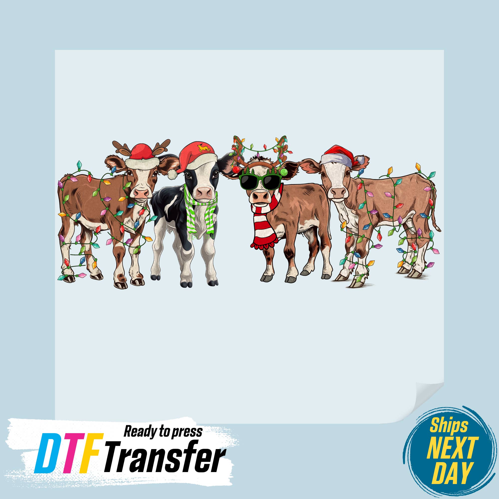 DTF Office - Wholesale Sublimation Transfer - Cow Santa DTF Transfer