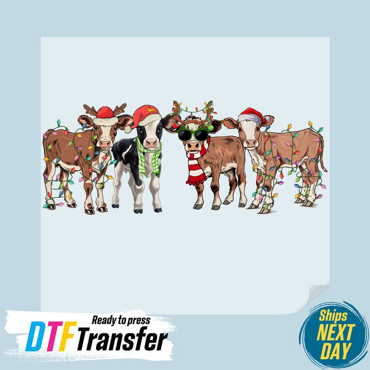Cow Santa DTF Transfer for wholesale by DTF Office