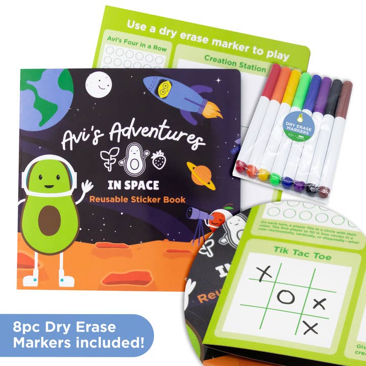 In Space Reusable Sticker Book + Marker Set for wholesale by BapronBaby