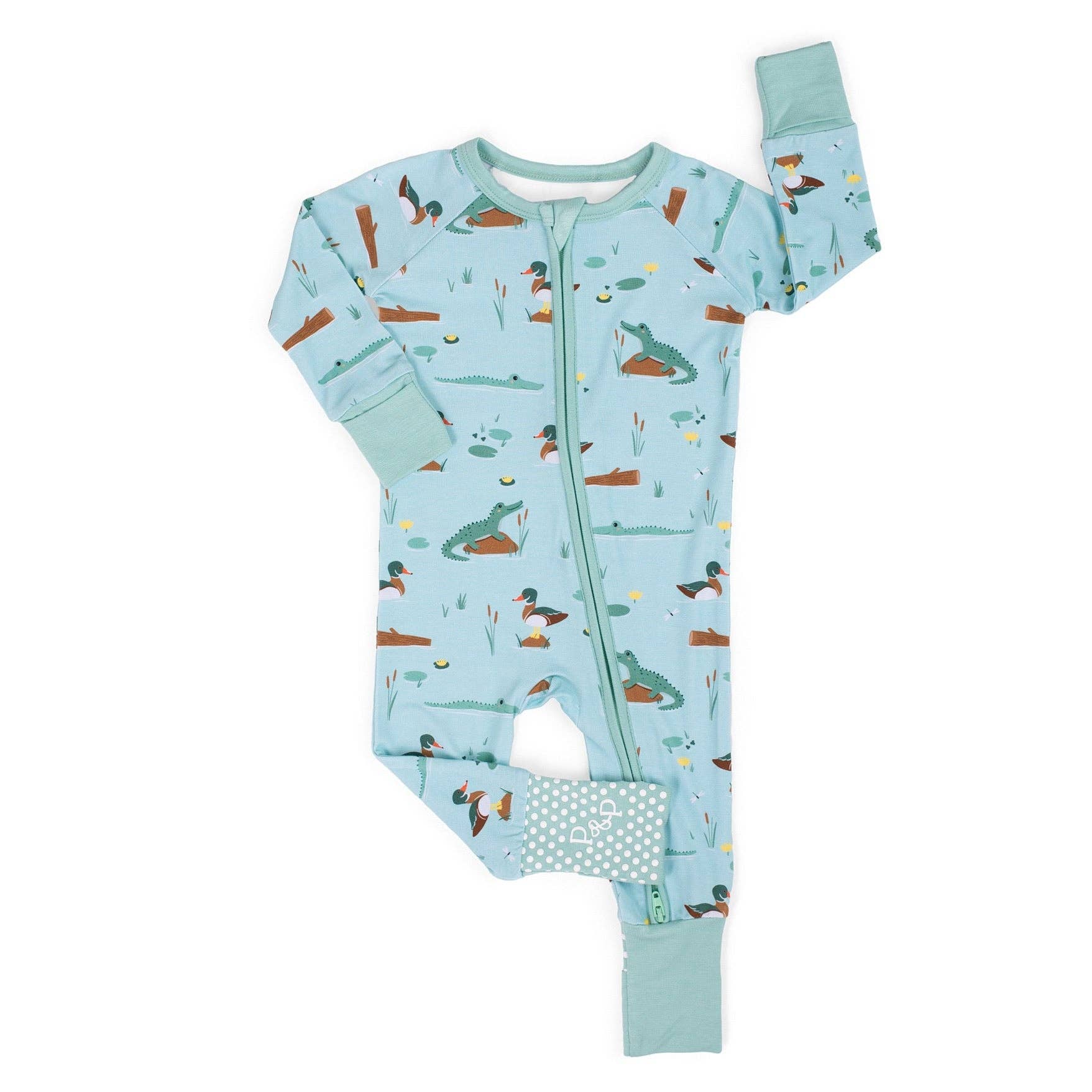 Pearls & Pelicans - Wholesale Jumpsuit - Baby - Bayou Buddies Bamboo Zip-Up1