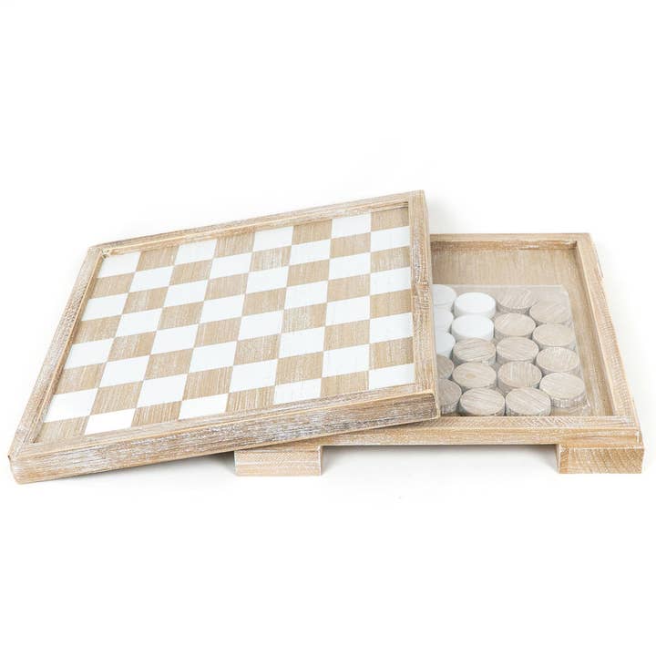 Adams & Co. - Wholesale Board Game - 11768 - 12x12x2 wood checker board set, w/storage GAMES