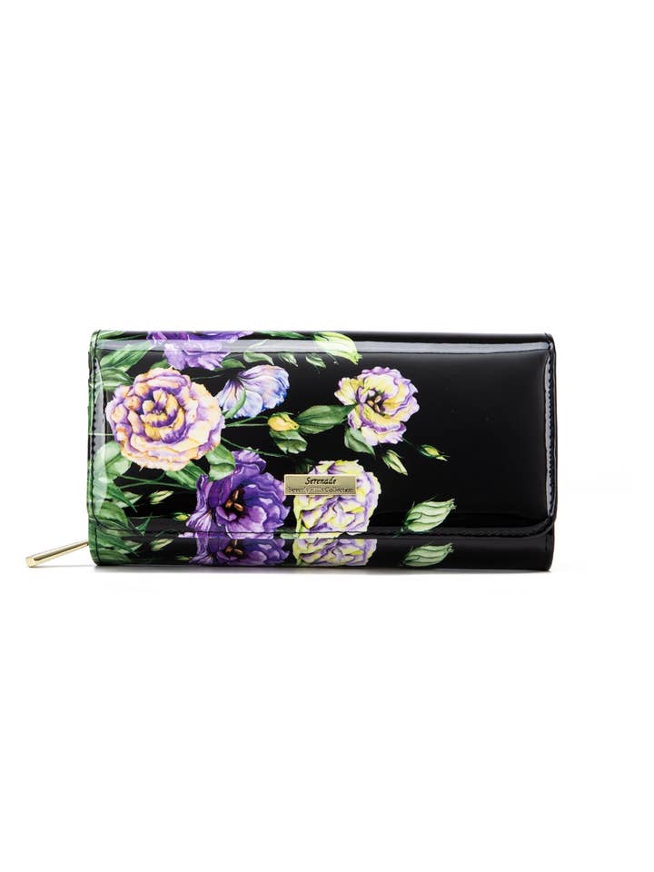 DIZZY LIZZY LARGE PATENT LEATHER WALLET WITH RFID- WSF5101- NEW IN for wholesale by Serenade Beverly Hills Collection