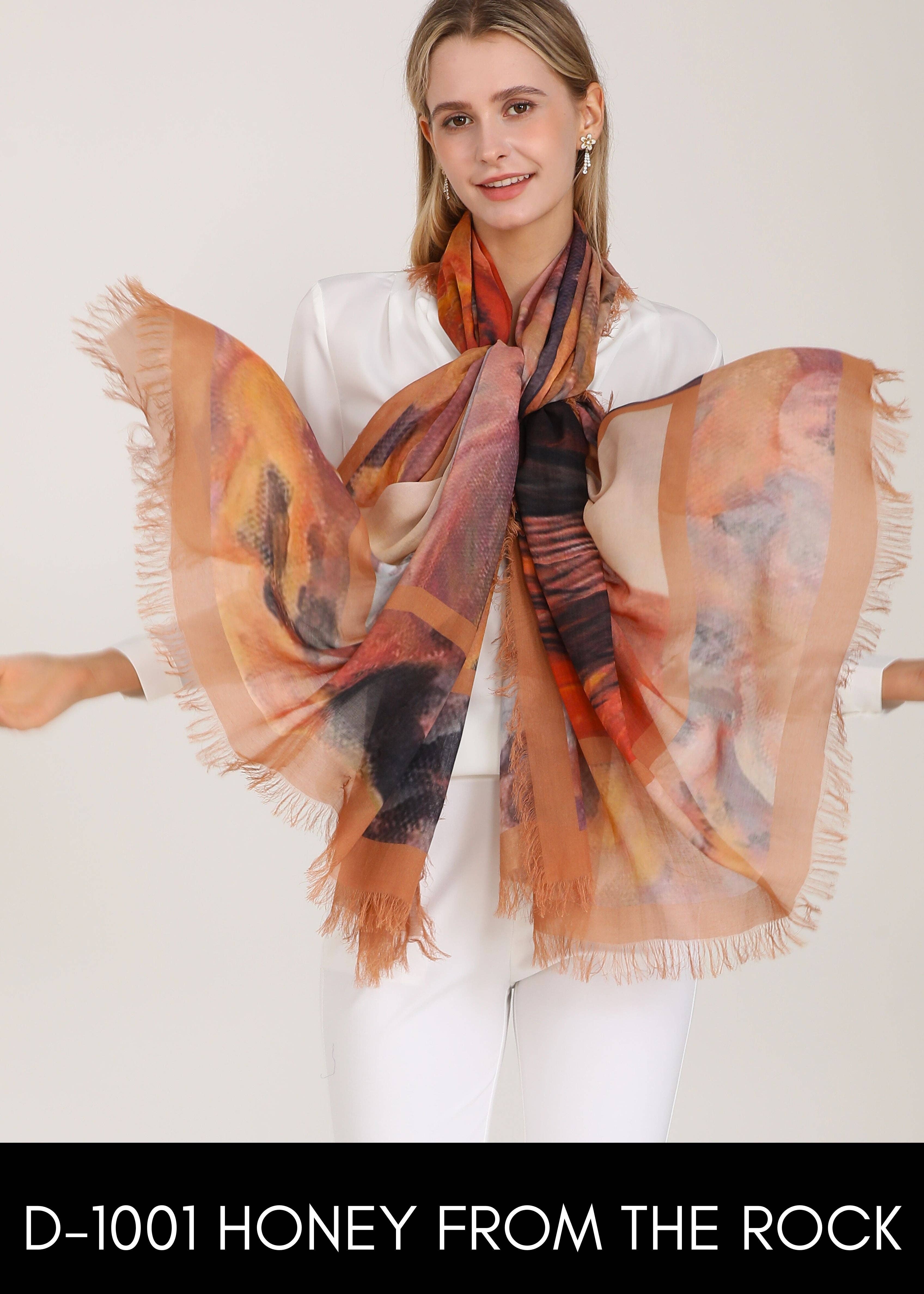 Love's Pure Light Scarves - Wholesale Scarf - Women's - D-1001 HONEY FROM THE ROCK- CARMEL HORSE1