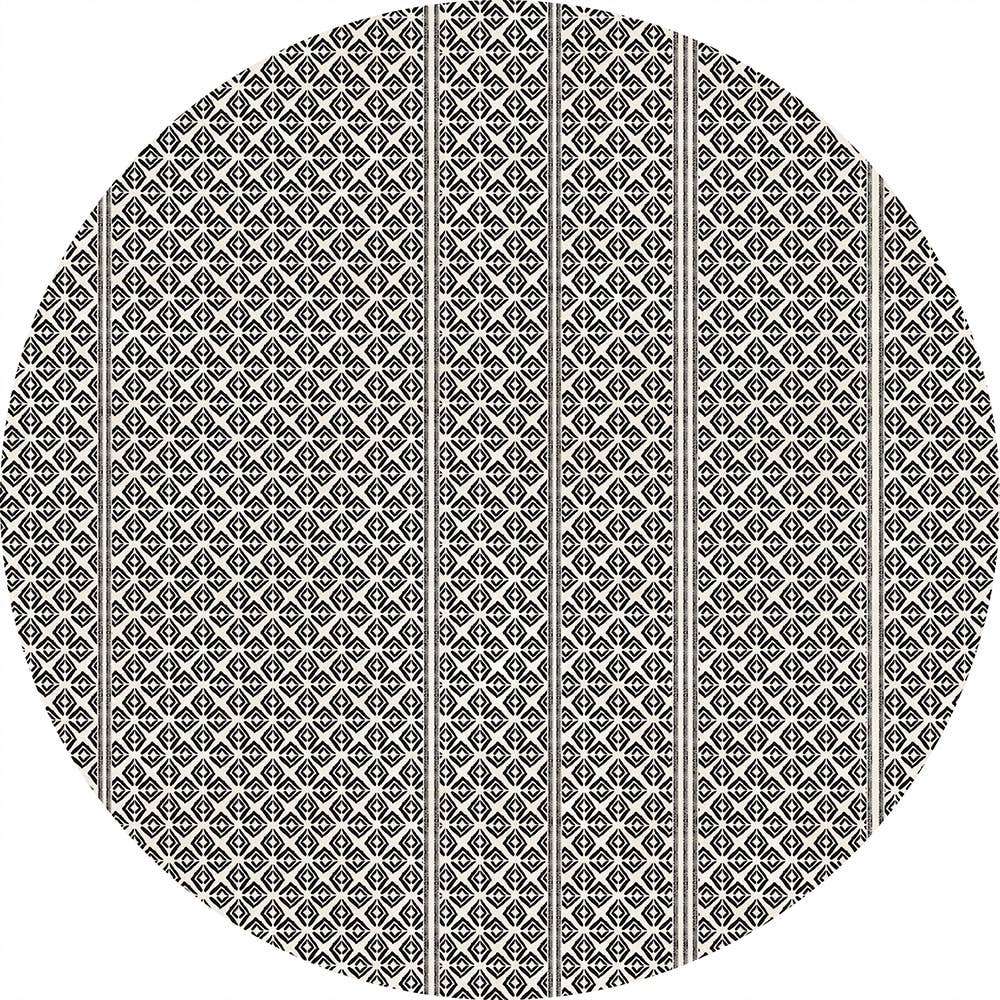 Tempaper & Co ® - Wholesale Floor Mat - Striped Mudcloth Black Vinyl Floor Mat, 36" round0