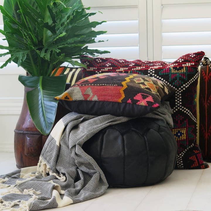 Noir Pouf marocain, noir en vente sur Faire4