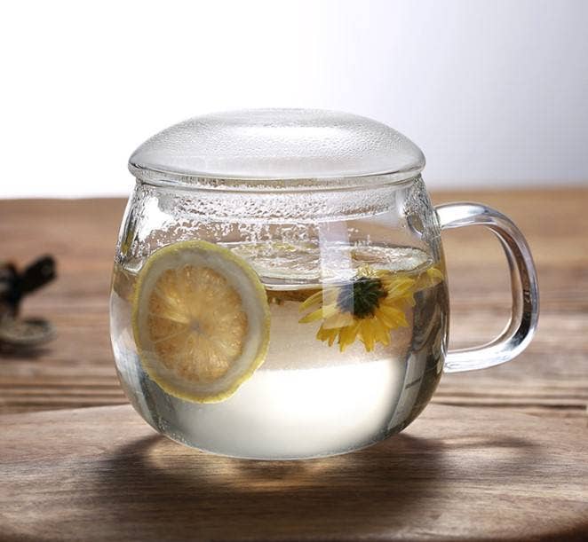 VIGOR - Wholesale Tea Strainer/Infuser - Clear Glass Tea Cup with Infuser and Lid, Borosilicate Large7