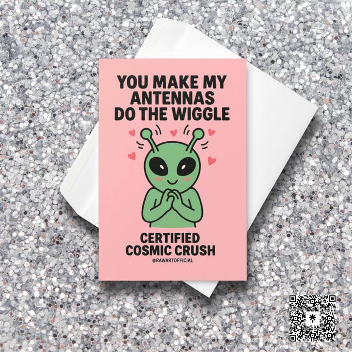 Funny Alien Valentine Card • Cosmic Crush Anniversary for wholesale by Hot Mess Paper Co.