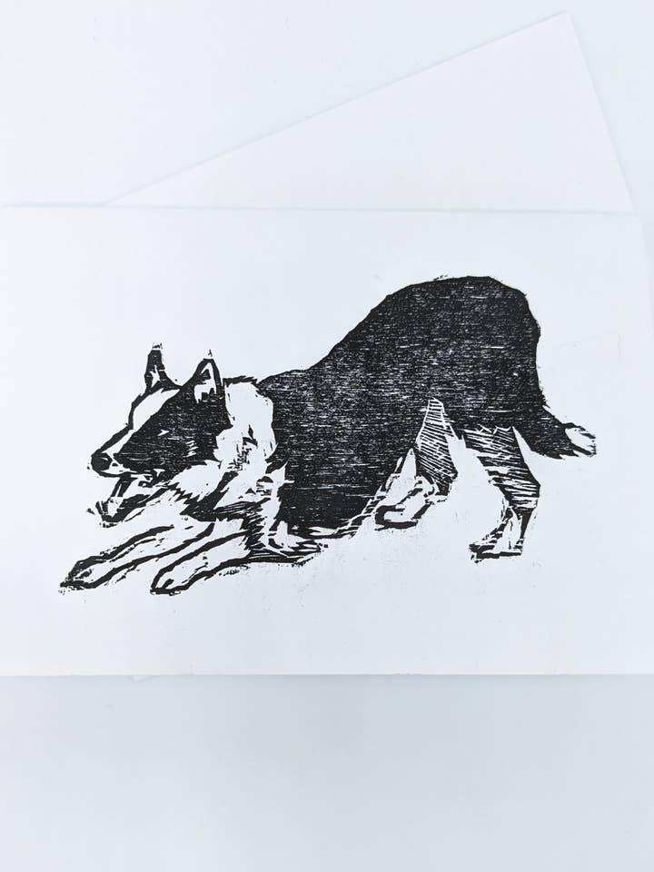 Border Collie - Biglietto originale stampato a blocchi di legno per la vendita all'ingrosso da parte di Wingedprints