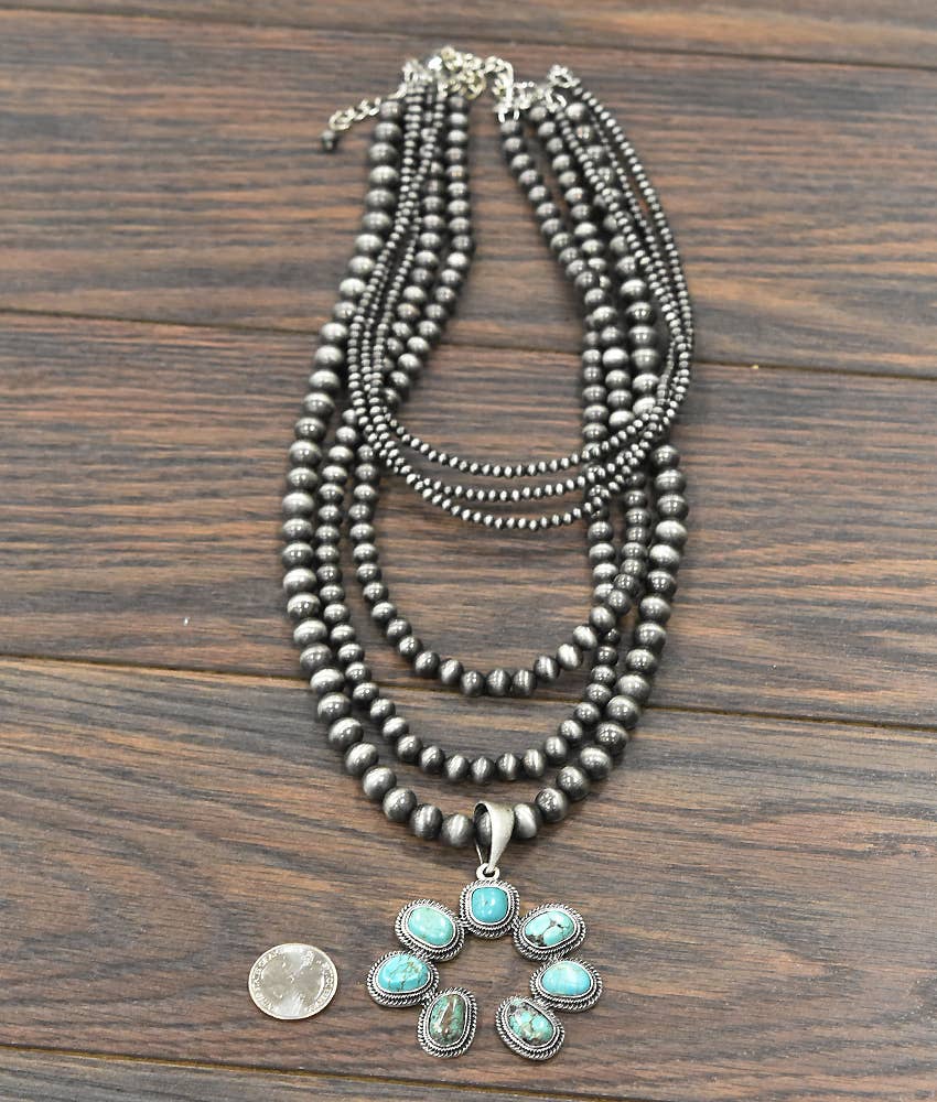 ISAC Trading Inc - Wholesale Pendant/Charm Necklace - 733262, Handmade Squash Turquoise Necklace1