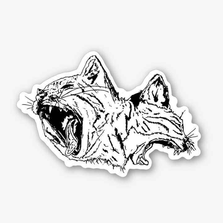 Gatto a due teste — Adesivo fustellato per la vendita all'ingrosso da parte di Salted Teeth