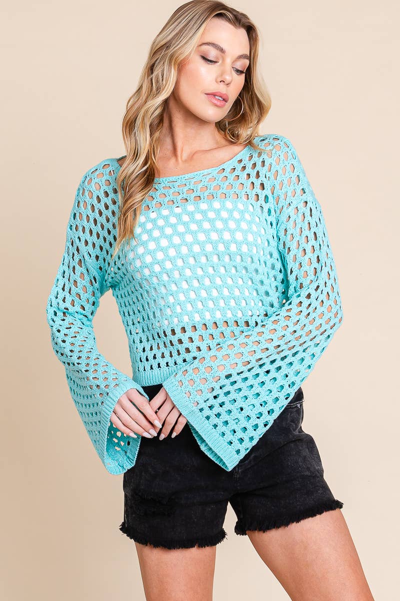 Sewn and Seen - Wholesale Knit Top - Women's - Crochet Long Sleeve Crop Top4