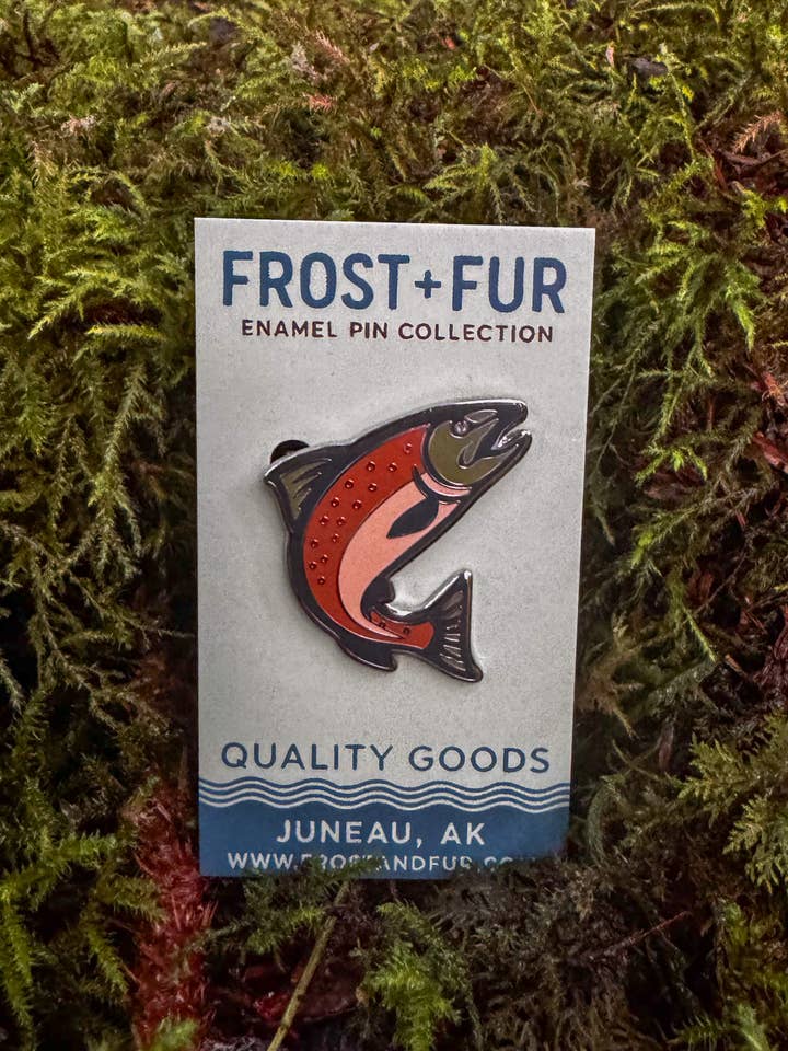 Salmon Enamel Pin for wholesale by Frost and Fur