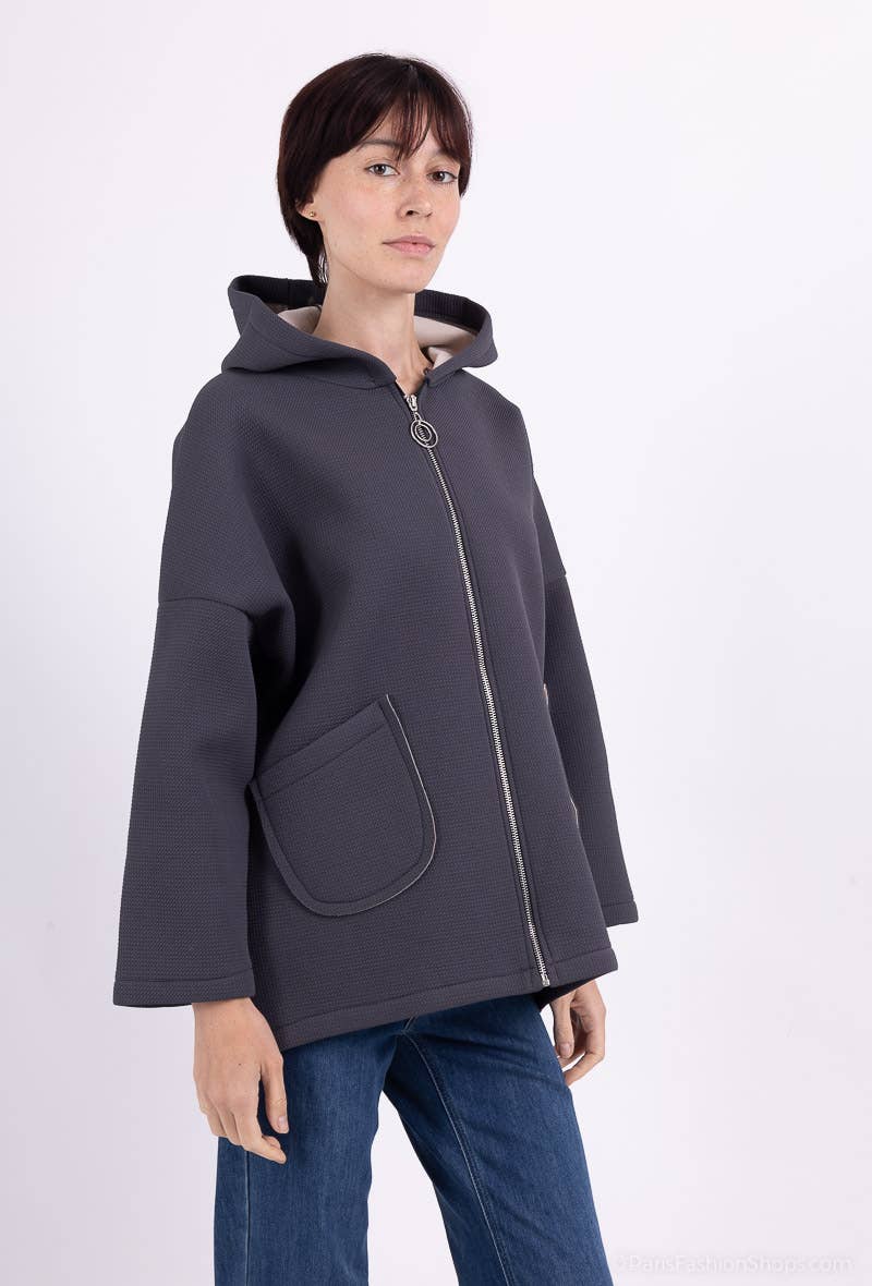 L'Emotion - Wholesale Hoodie - Women's - Neoprene Embossed Material Zip-Up Hoodie19
