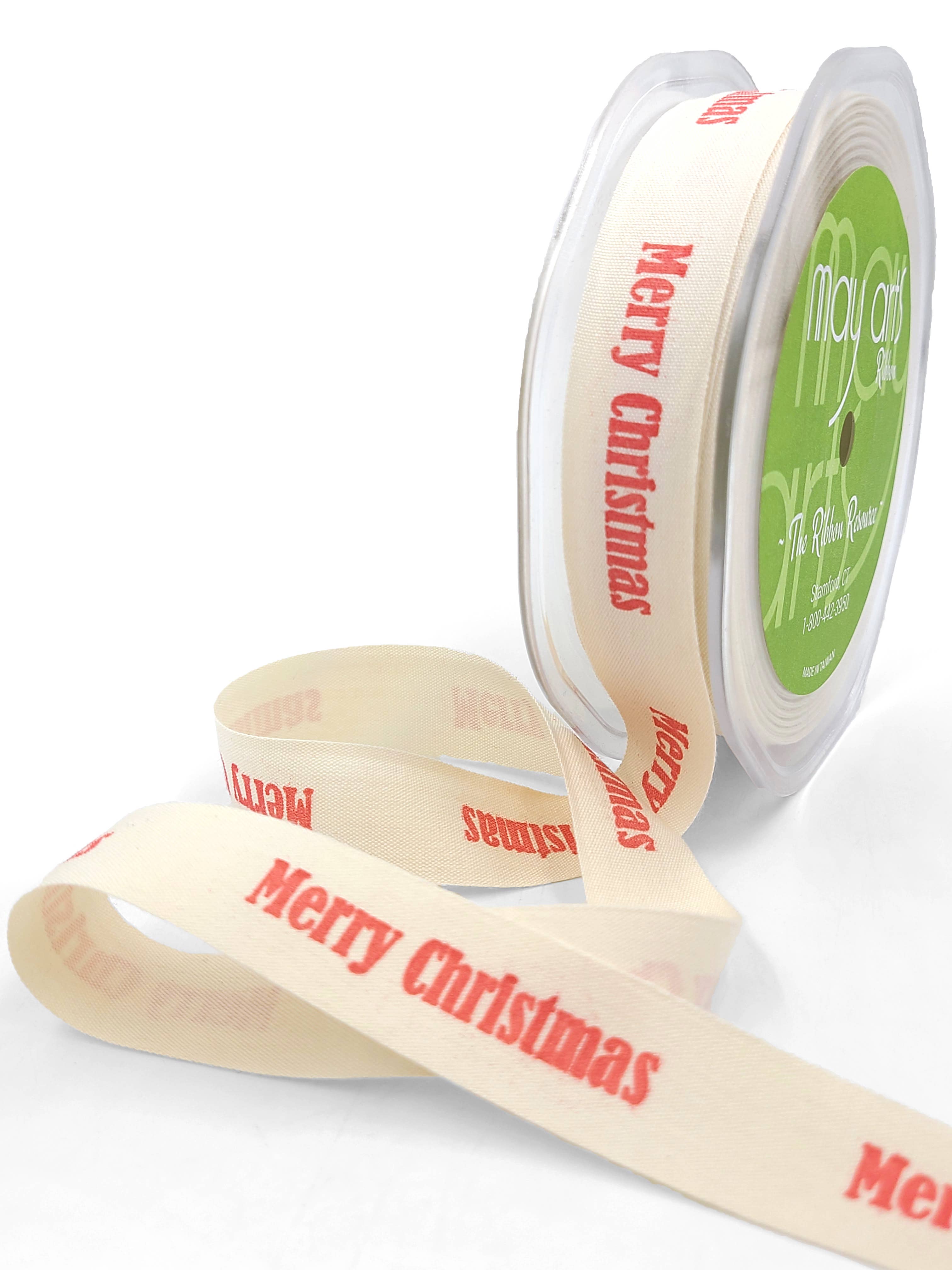 May Arts Ribbon – wholesale Band – 3/4 ”Merry Christmas Print 100% bomullsband0