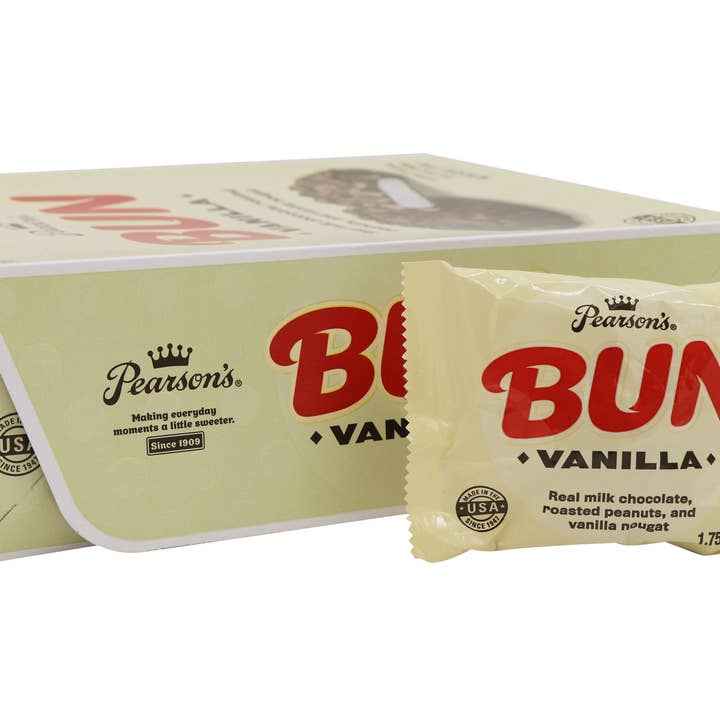 Pearson's Vanilla Bun Bar, 1.75oz, 24ct Case for wholesale by Grandpa Joe's Candy Shop