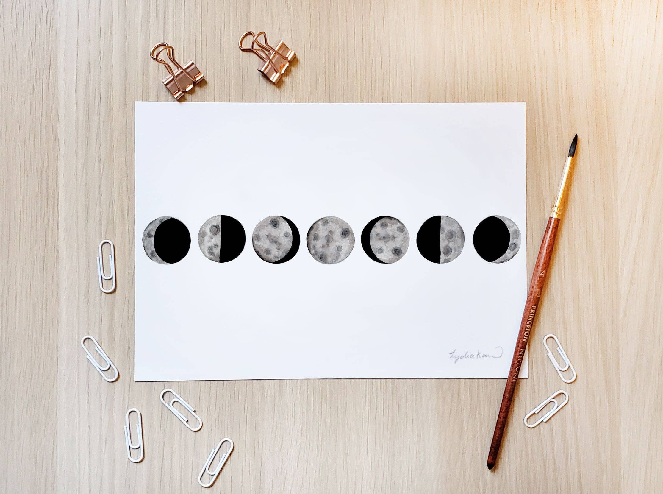 The Curious Cactus - Wholesale Art Print - Moon Phase Art Print1