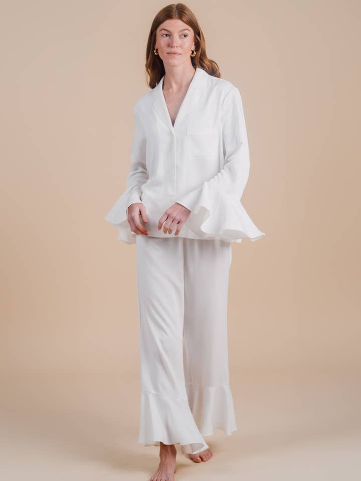 Ensemble pantalon à manches longues et volants - Cloud pour la vente par Half Asleep