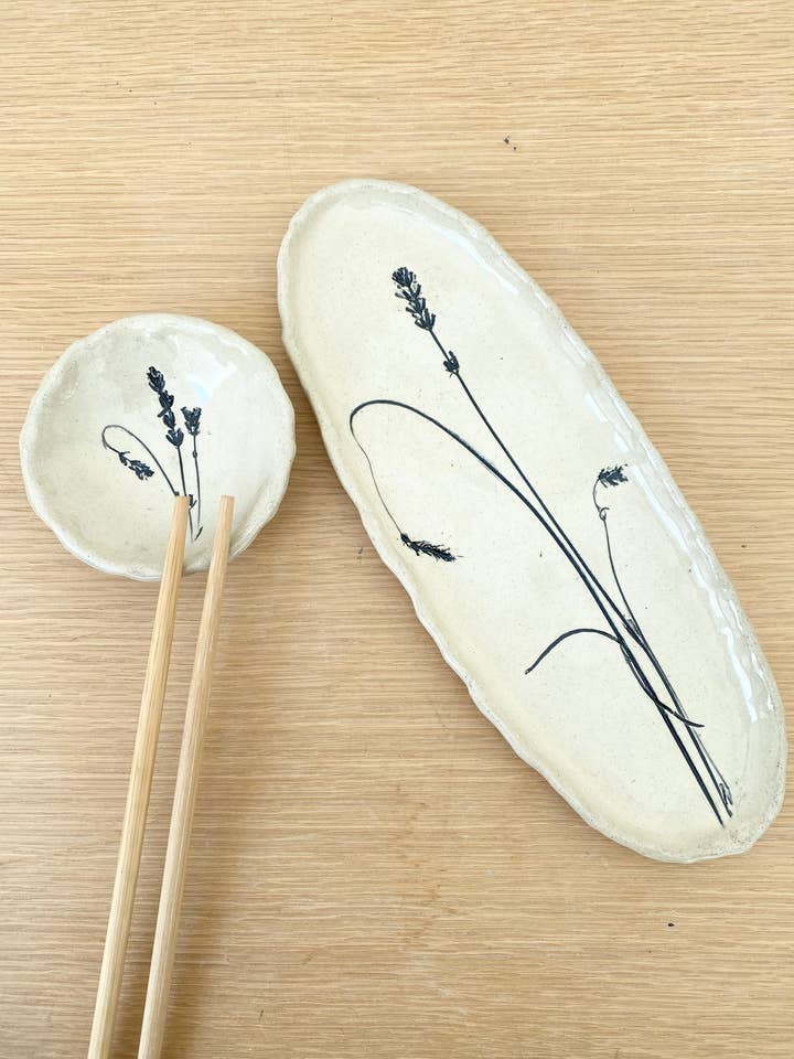 Sushi dienbladenset met dipkom en eetstokjes voor wholesale door Hester's Studio