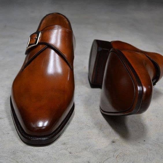 Men'S Brown Leather Monk Style Dress Shoes for wholesale by The Royale Leather