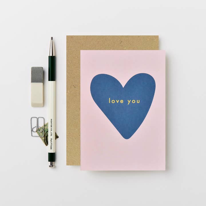 Katie Leamon - Wholesale Love Card - Blue Heart Love You Card