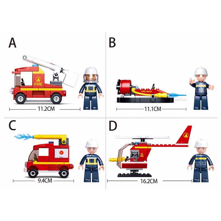 Texas Toy Distribution - Wholesale Building Set - Kids - Fire Fighting 4-in-1 Building Brick Display Set4