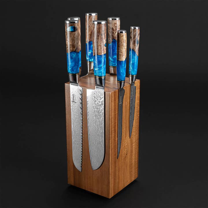 Senken Knives - Wholesale Knife Block - Acacia Hardwood Rotating Magnetic Knife Block