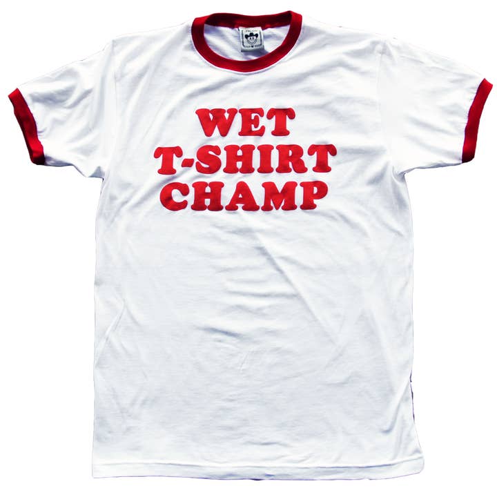 White Wet T-shirt Champ Ringer Tee for wholesale on Faire