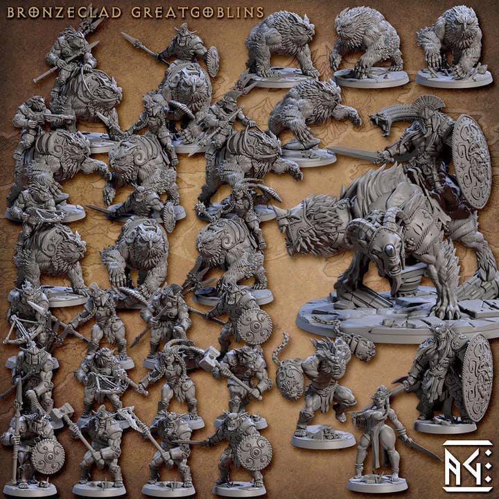 28 Greatgoblin mini sæt - Artisan Guild, DnD | Mand | Kvinde | Kæmper | Barbar | Hobgoblin, Pathfinder | Ork | Krigsspil | Goblin | Pakke for engroshandel hos The Beaver and Broadsword