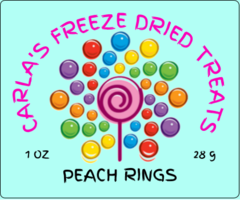 CARLA'S FREEZE DRIED TREATS LLC. - Wholesale Hard Candy - Freeze Dried Peach Rings3