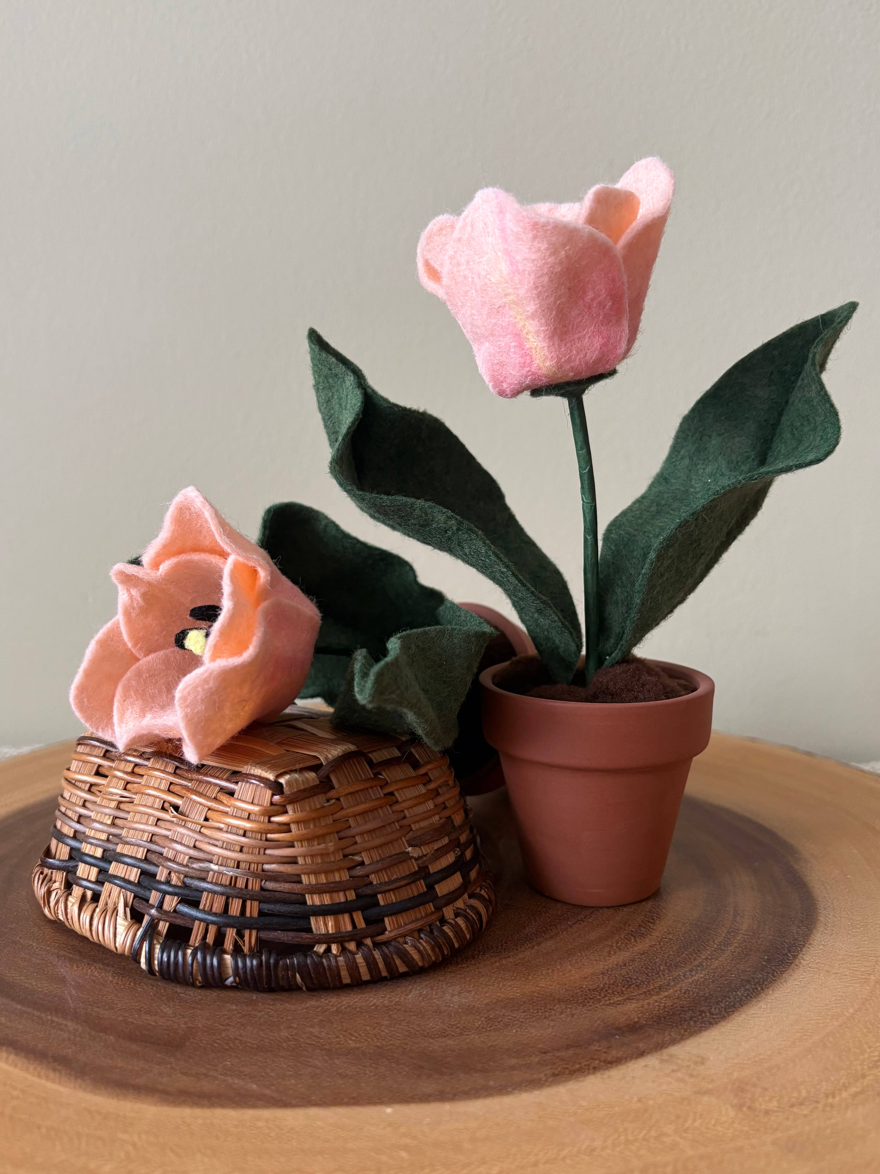 ForgetBKnot - Wholesale Artificial Flowers - Handmade Forever Felt Potted Tulip4