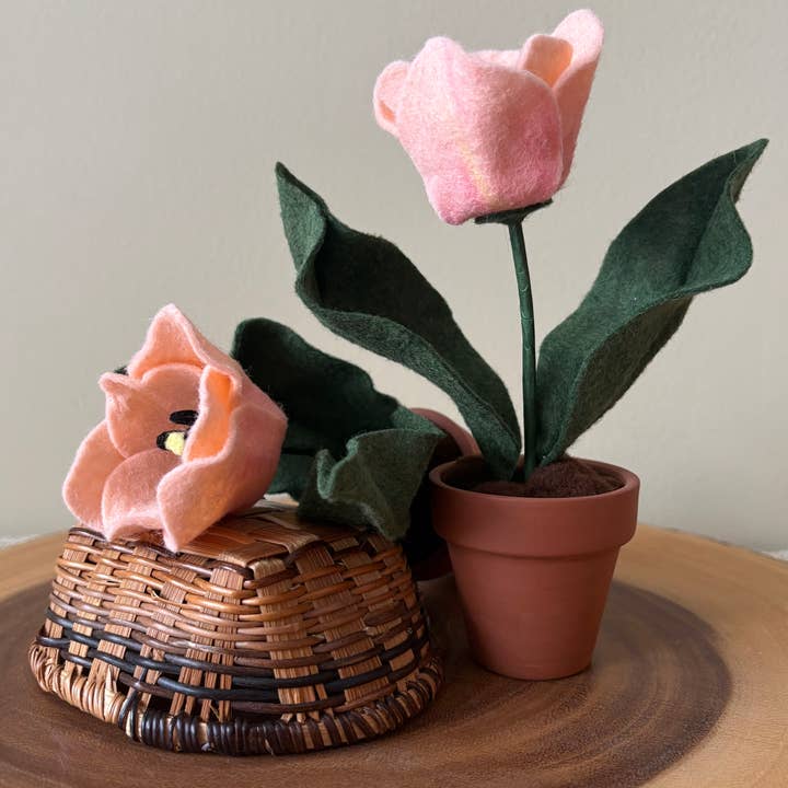 ForgetBKnot - Wholesale Artificial Flowers - Handmade Forever Felt Potted Tulip4