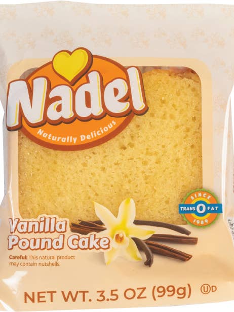 Vanilla Pound Cake, 24/3.5oz Grab&Go Cake Slices for wholesale by Nadel - Naturally Delicious