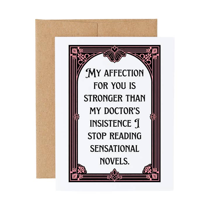 Bookish Victorian Pick Up Lines Bookstore Valentine Card for wholesale by Cryptic Paper Co.