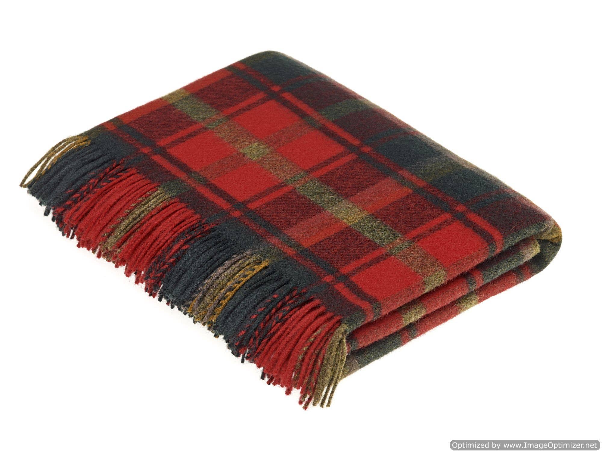 Bronte Moon - Wholesale Throw Blanket - Dark Maple Tartan - Merino Lambswool Throw - Made in England1