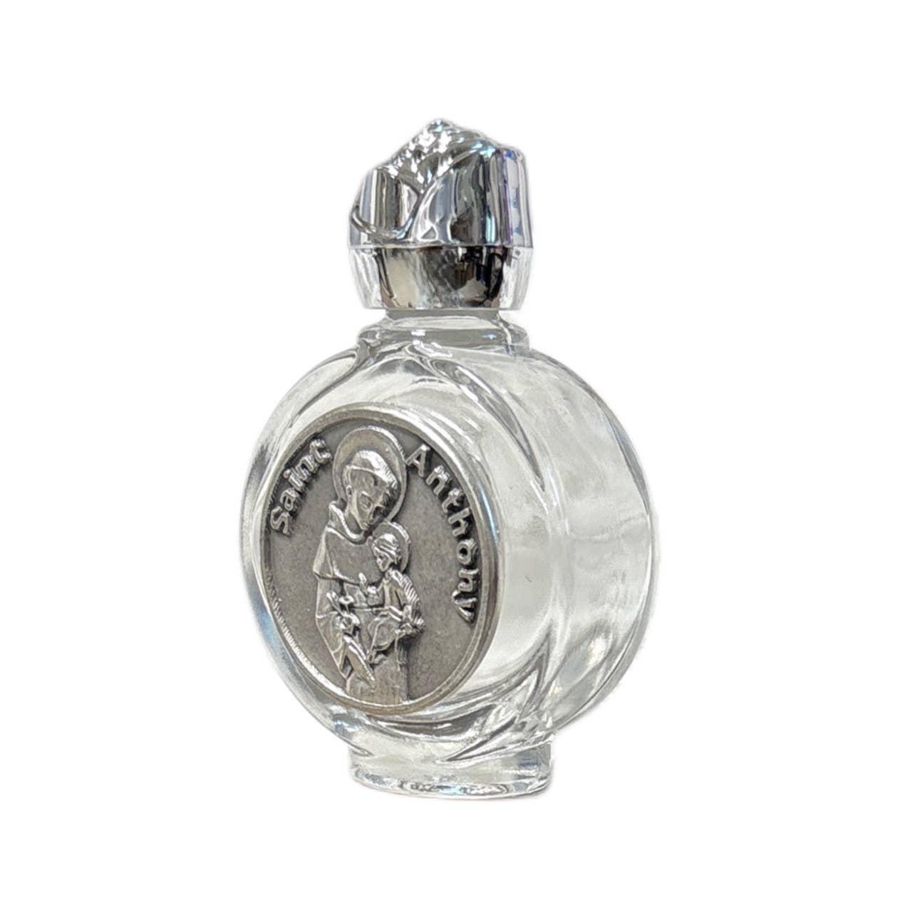 Oremus Mercy - Wholesale Travel Container - Holy Water Bottle - St. Anthony w/ Rose Top    2.5"1