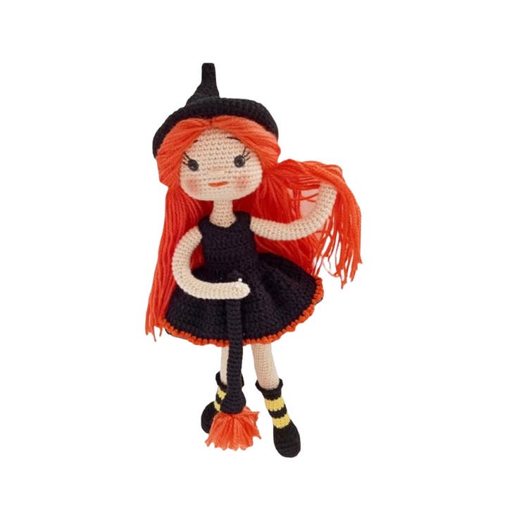 By Mother Hands - Vendita all'ingrosso Bambola - Bambini - Bambola Amigurumi all'uncinetto con capelli arancioni e abito nero