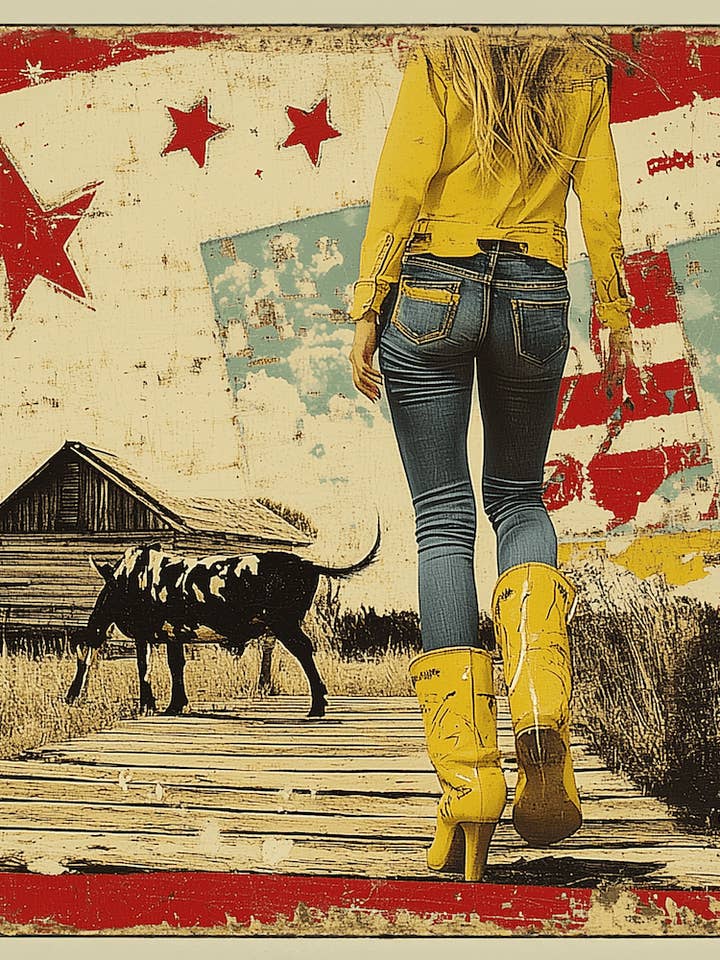 Cowgirl Pop Art - Cowgirl Western Kunst Drucke 8"x8" Kunstwerk für 12"x12" Rahmen für den Großhandel von Mowbi