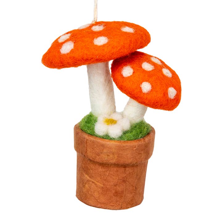Elven Orange Mushroom Ornament for wholesale by dZi Handmade