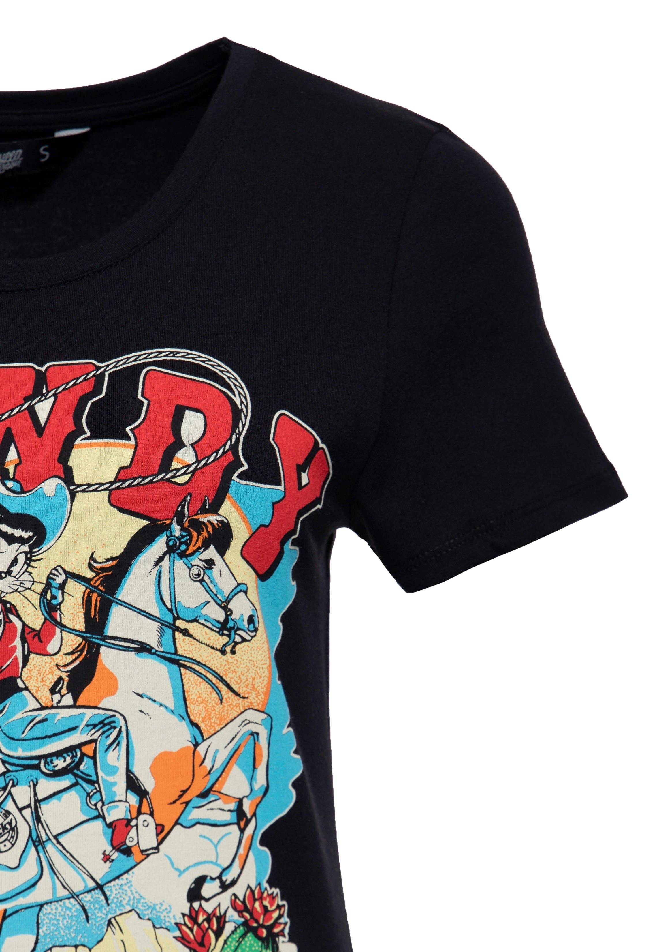 Schwarz T-Shirt «Howdy» für den Großhandel auf Faire3