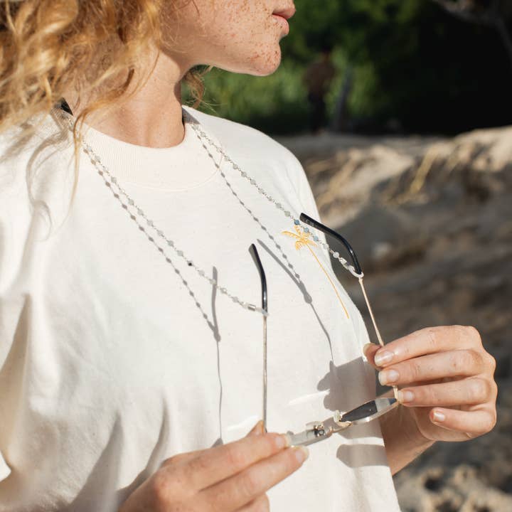 Pineapple Island - Wholesale Sunglasses/Eyeglasses Strap - Women's - Aquamarine Stone Sunglass Chain3