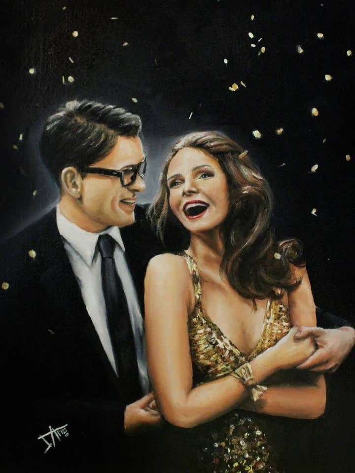 Dipinto su Tela Coppia Retrò, Vortice Vintage, Arte di Metà Secolo per la vendita all'ingrosso da parte di SamArtisan