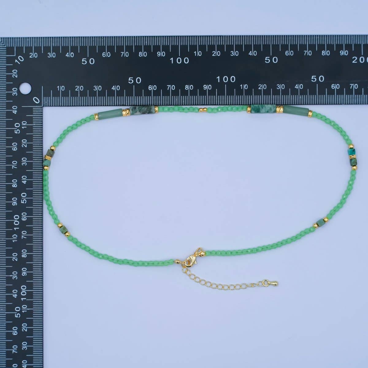 Aim Eternal - Wholesale Beaded/Pearl Necklace - 24K Gold Filled Green Malachite Gemstone Bead 17 Inch Necklace | WA-29662