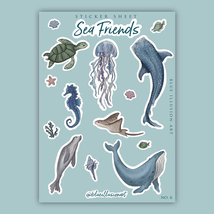 Havvenner | Klistermærkeark NR. 6 for engroshandel hos Blue Illusion Art