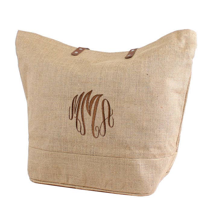 MiMi Wholesale - Wholesale Tote Bag - Women's - JUTE Leather Handle Jute Burlap Tote