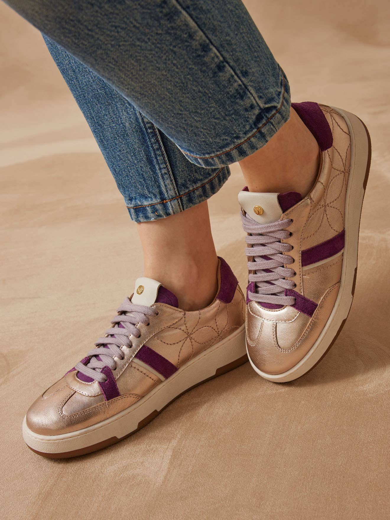 Bronze Metallic effect leather sneakers (2012083_0014) for wholesale on Faire0