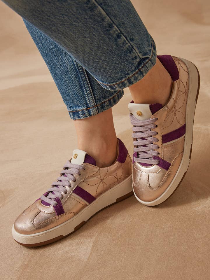 Zapatillas de cuero con efecto metálico para mujer (2012083_0014) para venta al por mayor de PEDICONFORT