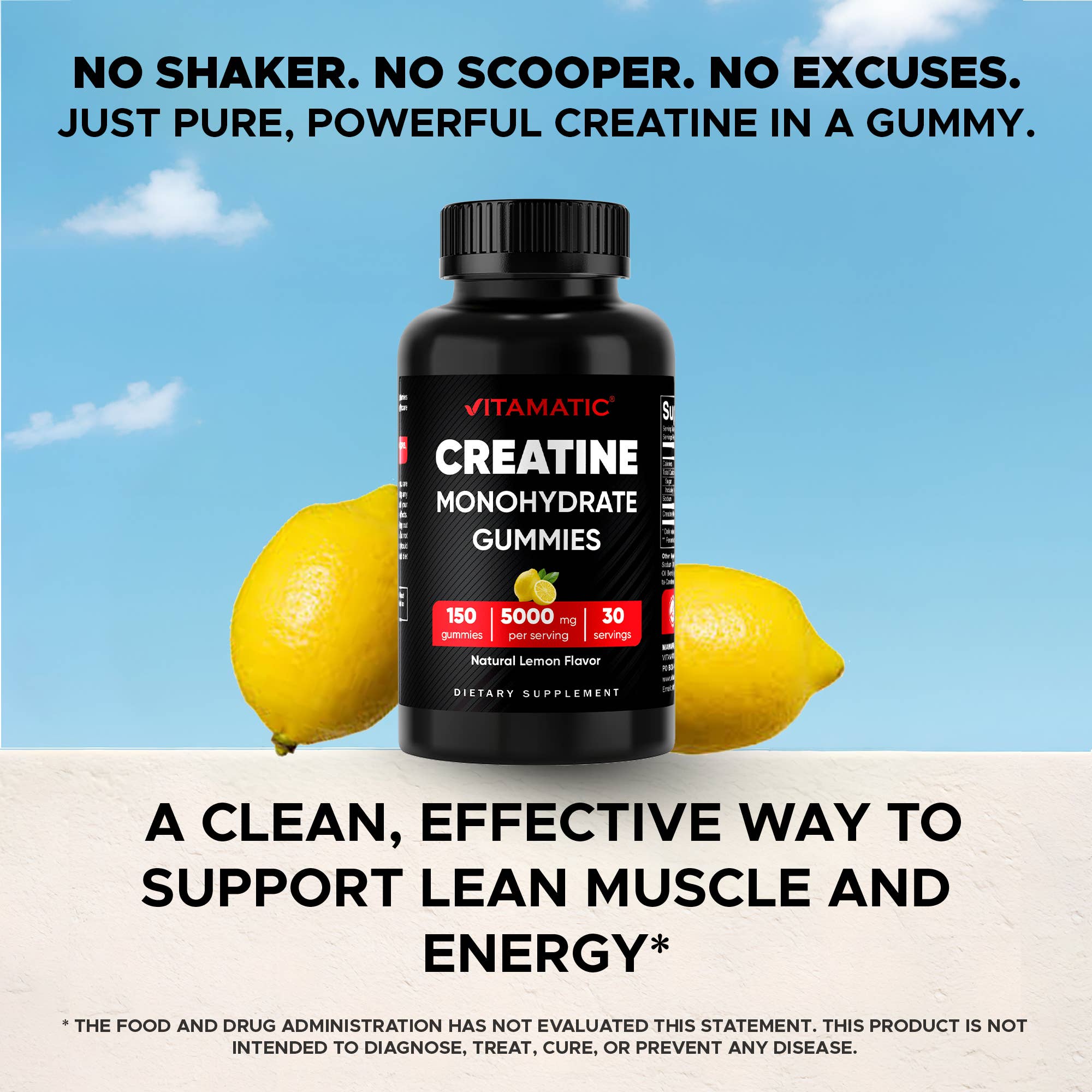Vitamatic - Wholesale Oral supplement/vitamin - Vitamatic Creatine Gummies 5000mg - Lemon Flavor - 150 Count4