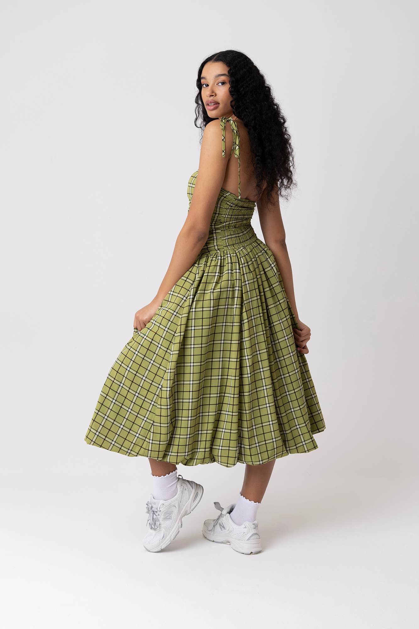 Cher Alexa Green Plaid Pattern Puffball Dress for wholesale on Faire4