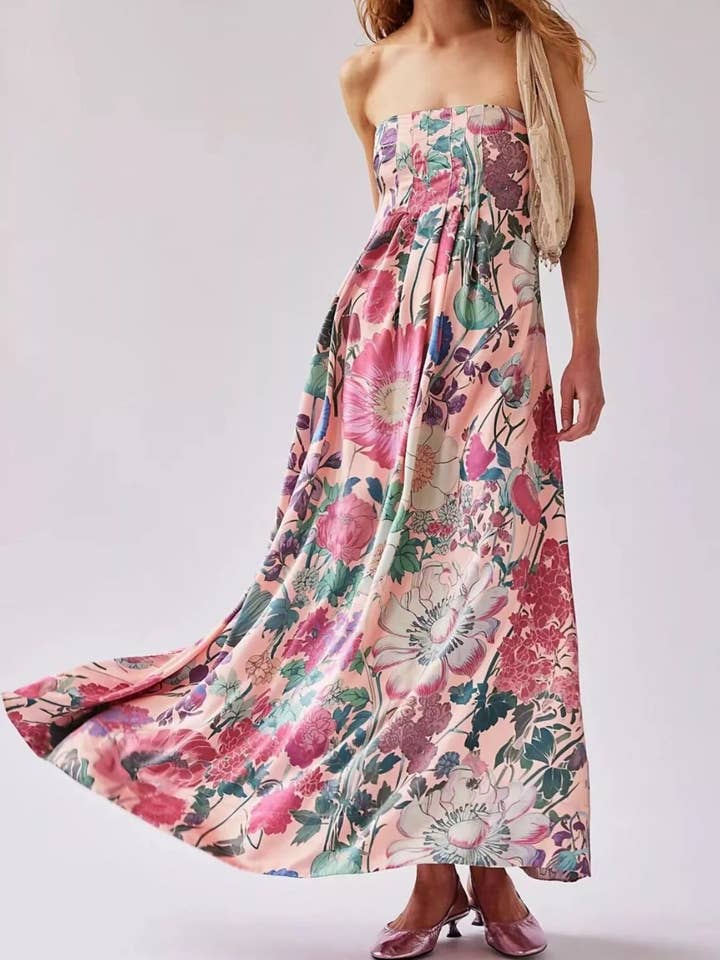Floral Print Sleeveless Maxi Dress for wholesale by Beyond Apparel