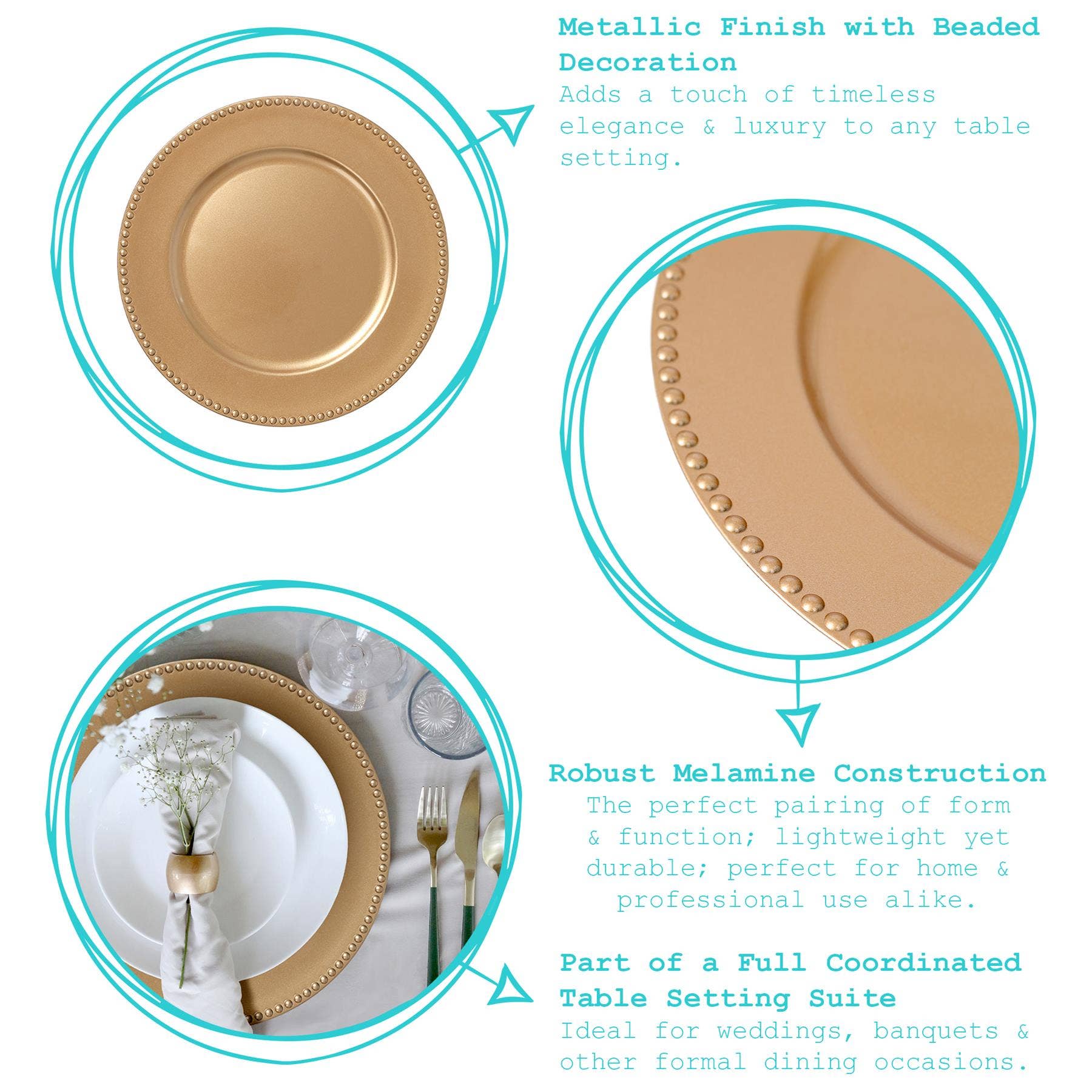 Rinkit Ltd - Wholesale Charger Plate - Round Beaded Charger Plate - 33cm4